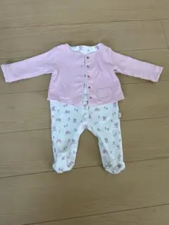 6〜7month 花柄ロンパースとカーディガンセット
