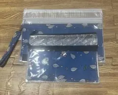 魚柄B6.A5 Wファスナーケース 片目クリア中に着せ替えポーチセット