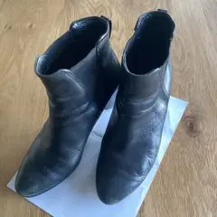 【ECCO】 サイドゴアブーツ 38 25cm黒 レザー ヒール