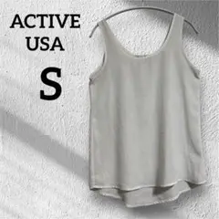 【ACTIVE USA】訳あり✨️最安値❣️(S)ホワイト ノースリーブ ブラウス