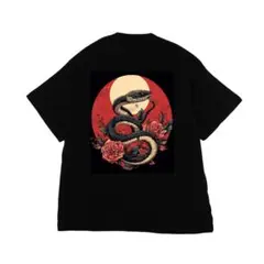 【i8】L ハイクオリティー Tシャツ ヘビ 満月 花札