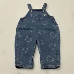オトベベ　クマ刺繍デニムオーバーオール　xs