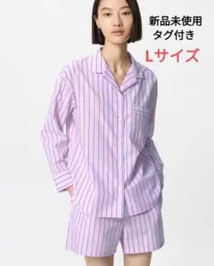 【新品未使用】UNIQLO パジャマ長袖 ピンクLサイズ ストライプ