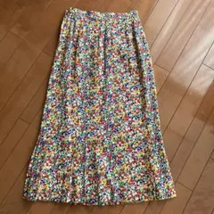 イヴ・サンローラン　サマーウール100% 花柄スカート