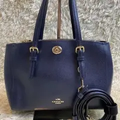 極美品 コーチ ターンロック キャリーオール ショルダーバッグ 2way レザー