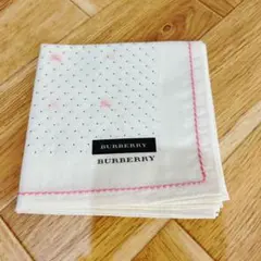 新品 BURBERRY ハンカチ 大判 ドット柄 ホースプリント リネン大判