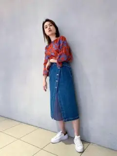 レイヤードデニムスカート