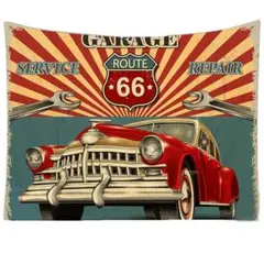 Route66 アメリカン ビッグタぺストリー ガレージ 旗N2 ルート66