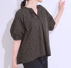 5分袖スキッパーブラウス
