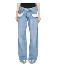 5 POCKETS ストレートジーンズ コントラストポケット付き
