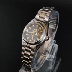 良品【稼働品】ORIENT オリエントスリースター 自動巻 ブラック レディース