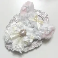 ♡ぬい服　10〜12cm用　ホワイト×クリーム　チェーンフック付き♡