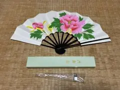 日本舞踊 御舞扇 扇子 花柄 牡丹柄 専用箱付き