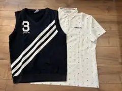 adidas ゴルフウェア　メンズ　シャツとベストの2点セット　白　ネイビー
