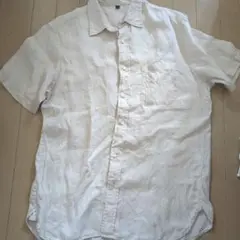 無印良品　アイボリー 半袖シャツ メンズLサイズ リネン