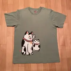 UNIQLO Tシャツ グリーン 招き猫 XL