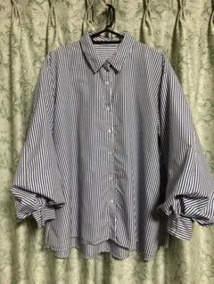 ブルーストライプシャツブラウス