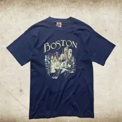 FRUIT OF THE LOOM製BOSTONTシャツネイビーシングルステッチ