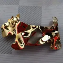 犬の形 バレッタ 金色 メタル