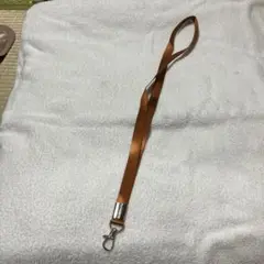 ブラウン リボン ネックストラップ フッククリップ