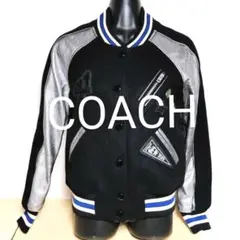 au24. COACH スタジャン黒×銀 牛革 レディースMサイズ