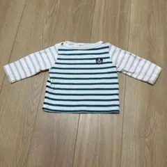 12m/74cm PETIT BATEAU ストライプ ベビーシャツ