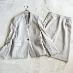 PLST プラステ ノーカラー スカートスーツ M セットアップ Vカラー