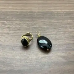 ヴィンテージ風オニキスゴールドリング　ペンダントヘッド