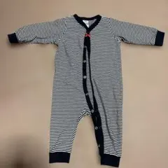 美品　H&M ボーダーロンパース　長袖　秋冬　女の子　70 カバーオール