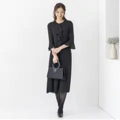 新品✨東京ソワール フリル ワンピース ブラックフォーマル 前開き 喪服 38