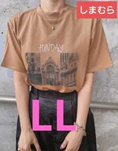 しまむら　kaoru フォトtシャツ　綿100%　ブラウン　LL