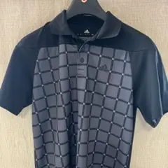 adidas チェック柄 ポロシャツ 黒/グレー　Mサイズ
