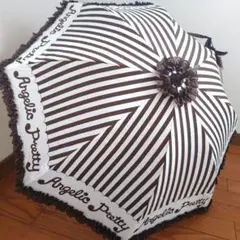 アンジェリックプリティ✦リボンドット柄アンブレラ ショッパー柄 黒 グレー アンジェリックプリティ✦リボンドット柄アンブレラ ショッパー