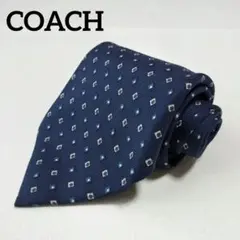 コーチ COACH ネクタイ 総柄 シルク アメリカ製 ネイビー