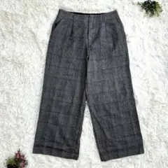 アンタイトル グレーチェック ワイドパンツ Lサイズ オフィス カジュアル着回し