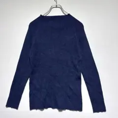 ドレスキップ　ネイビー リブ編み 長袖セーター　薄手　美品　レーヨン53%