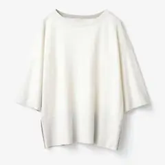 本日限定　未使用品　ドゥクラッセ　洗えるUVニット 配色プルオーバー　半袖　M