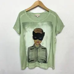 PAUL＆JOE ポール&ジョー Tシャツ イラスト ロールアップ 製品染め 緑