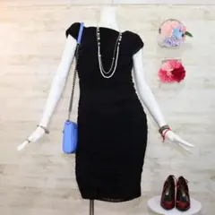 TADASHI SHOJI ドレープワンピース S 黒 ひざ丈 ほぼ未使用