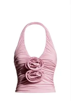 magda butrym 【 H&M 】ローズモチーフホルダーネックトップス　L