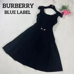 極美品✨️バーバリーブルーレーベル ワンピース 膝丈 メガチェック 金ボタン 38