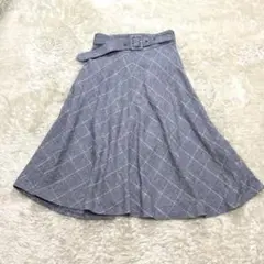 ブルックスブラザーズ スカート フレア チェック リネン混