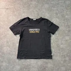 7SM4【VANSPORTS】フロントロゴ　半袖Tシャツ　レディース　黒　古着