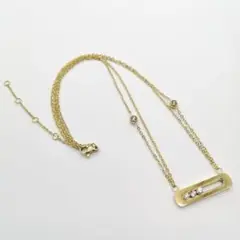 新品!ジルコニア 3連 ゴールド ネックレス チェーン 高品質 316L