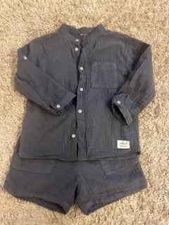 H&M 2-3y セットアップ　シャツ　ハーフパンツ　グレー