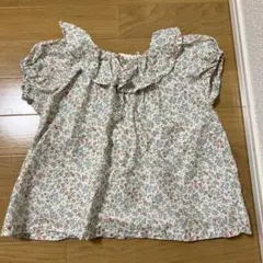 ハンドメイド【小花柄えり付きベビーブラウス】