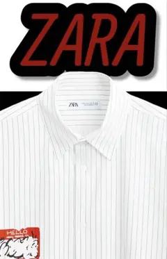 【新品未使用】ZARA ステッカープリントストライプシャツ　S