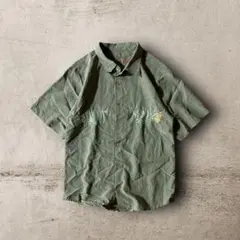USA古着Bamboo Cayアロハシャツ希少カラー半袖開襟パイナップル刺繍S