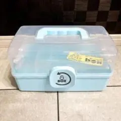 水色の裁縫箱 中型 透明蓋付き