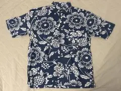 KAHALA アロハシャツ 半袖 XS ネイビー/ホワイト